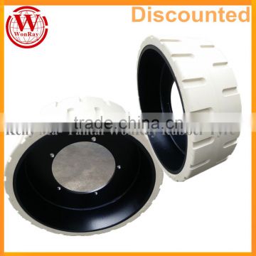 China manufacturer 410x130 white color solid rubber tires for trailers for cleaning food factory