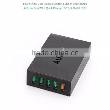 Aukey Quick Charge 2.0 54W 5 Ports USB Desktop Charging Station Wall Charger,EU Plug photo-5