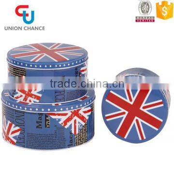 The Union Jack Design 3PCS Round Storage Tin Box Set