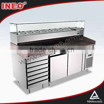 Marble Top And Professional Stainless Steel Pizza Prep Table/pizza display refrigerator/refrigerated pizza counter