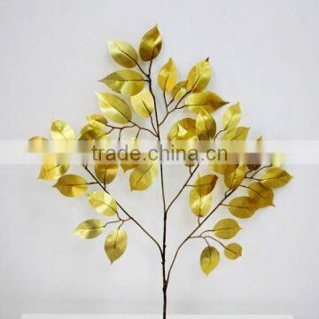 SJ070913 Banyan ficus tree branches and leaves wholsale silk tree leaf