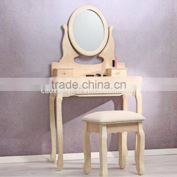 Bedroom Dressing Table With Stool and Mirror, Wooden Dresser, Make-up Set Bedroom Furniture photo-2