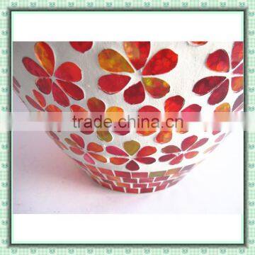 Handicraft Flat Design Red Flower Pattern Mosaic Large Vase Chinese Glass Flower Decoration photo-3