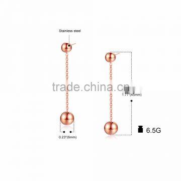 Simple Rose Gold Earring Designs for Women Tiny Long Chain Earrings Stainless Steel Earring photo-6