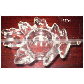 clear leaf shape glass candle holder with pattern design birthday wishes