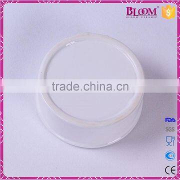 White Glazed Round Ceramic Pet Food Bowl photo-6