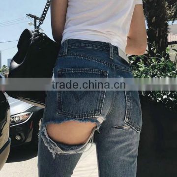 Wholesale women jeans 2016 skinny ripped hot denim jean for girls