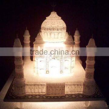 Handcrafted Marble Taj Mahal Model With Lighting