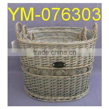 Oval Shape Large Wicker Garden Basket with Handle.