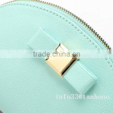 Cosmetic Bag Brass Zipper Top Good PU Leather Hard Cosmetic Bag With Lining photo-3