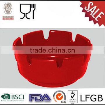 Red plastic melamine beach ashtray with printed logo