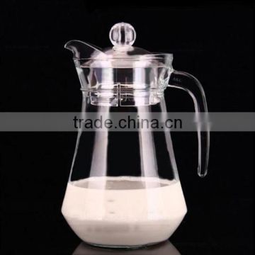 1L milk glass pitcher with lid