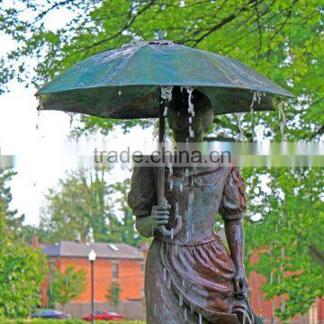 Bronze Casting Foundry Bronze Umbrella Fountain for Garden Lady Statue photo-3