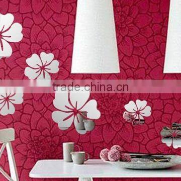 Latest Decorative Custom Wall Sticker , Sitting Room 3D Flower Mirror Wall Stickers photo-3