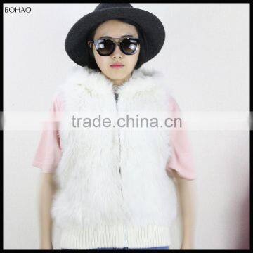 Wholesale New Model Comfortable Zipper Front White Faux Fur Waistcoat Vest