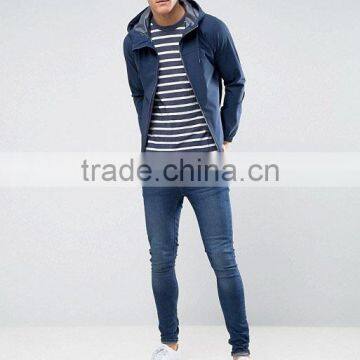 Best Price High Quality New Design Durable Elasticated Trims Cotton Polyester Navy With Hood Running Casual Men Wind Jacket photo-4