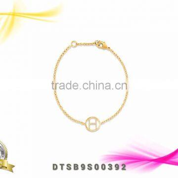 Latest Fashion Alphabet CZ Studded Gold Plated Ladies Bracelets