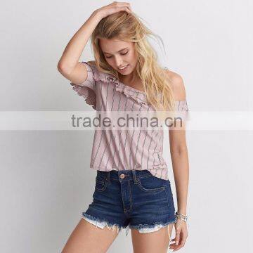 MGOO New Arrival Drop Shoulders Ladies Tank Tops Girls Top Design Stripe Pattern Women Shirt photo-2
