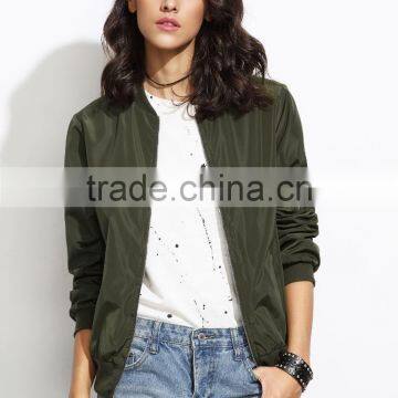 Zipper Up Olive Green Bomber Jacket With Arm Pocket 100% Polyester Custom Pilot Bomber Jacket Fashion Clothing Supplier photo-2