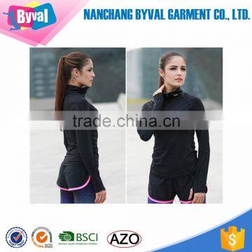 Wholesale Women Half Zip Long Sleeve Dry Fit Plain Sports T-Shirts photo-5