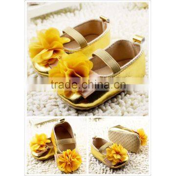 2017 Summer Pretty Shoes Kids Gold Sliver Pink Colors Chiffon Flowers Kid Sandal photo-2
