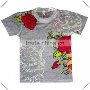 Wholesale custom high quality Baby or Toddler Sublimated Roses Tee dye sublimation