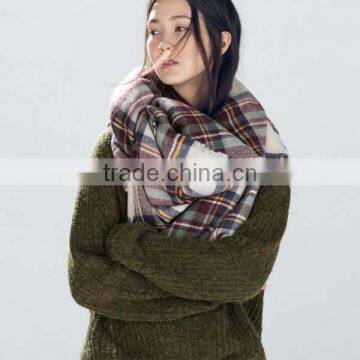 Bulk Wholesale New Early Spring Female and Male Scarf 5 Colors Printed Grid Fake Imated Cashmere Material Adult Cappa photo-3