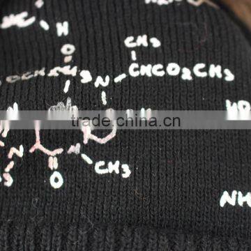 Myfur New Fashion Printing Beanie Winter Hat Type and Knitted Pompom Beanies