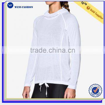 Custom raglan sleeves with hood polyester pullover women sweatshirt