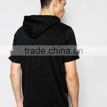Short-Sleeve Hoodie In Black With Side Zips photo-3