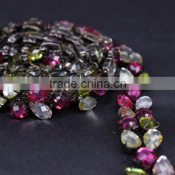 DIY Craft Colorful Rhinestones Trimming Banding Chain Sewing Metal Chain Lace photo-2