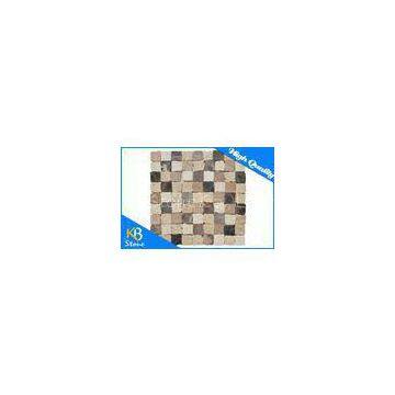 Dark Emperador / Cream Marfil Travertine Mosaic Marble Tile Meshed on 12