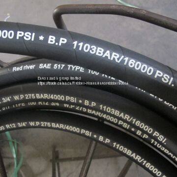 Wire Spiral Mining Hydraulic Oil Resistant Rubber Hose SAE100 R12