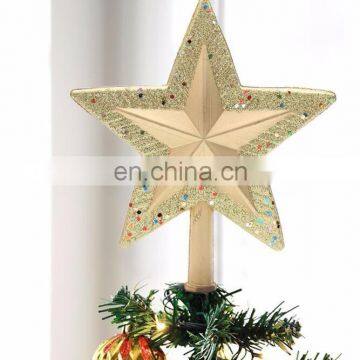 Gold Glitter Tree Ornaments Dimensional Pattern Topstar Christmas Star Top Christmas tree Decoration Accessories Party Supplies