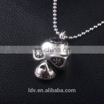 Latest Design Simple Skull Shaped Stainless Steel Pendant Necklace Carven Flower Jewelry photo-5