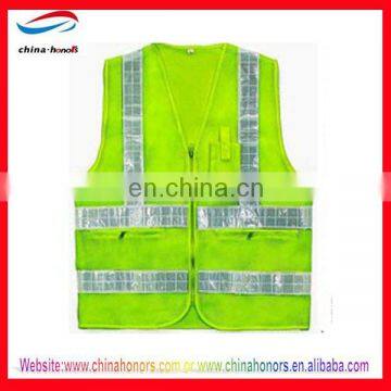 green mesh safety vest with pockets/high visibility safety vest with pocket