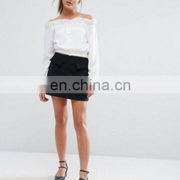 Fashion Lastest Clothing Long Sleeve Crop Blouses and Tops for Women 2017 photo-4