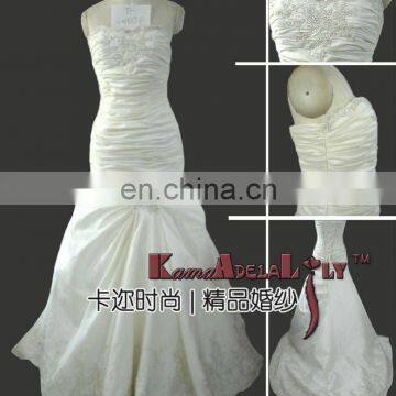 1889B taffeta material embroidery beading bouffant wedding gown party dress with mermaid style evening dress