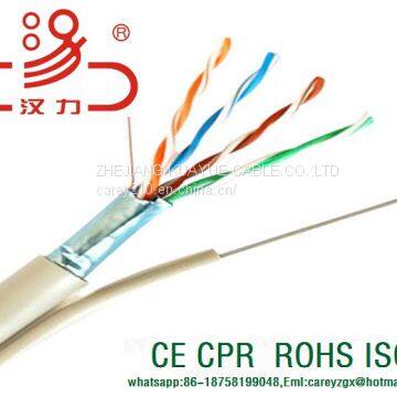 Ftp Cat5e Lan Cable Copper Conduction 4X2X24AWG + 1.2 Messenger Steel Wire/Computer Cable photo-2