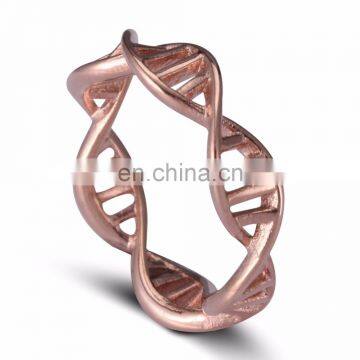 Custom Alloy Rose Gold /Gold /Silver DNA Hollow-out Ring Spiral Personality Molecules Boys Finger Rings photo-2