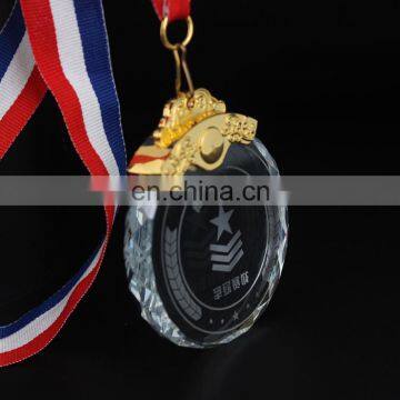 Custom sports league crystal medal