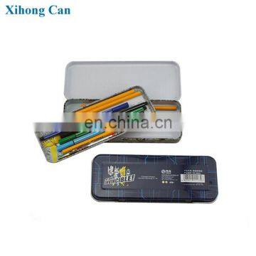 Custom printed metal rectangular kids tin pen case