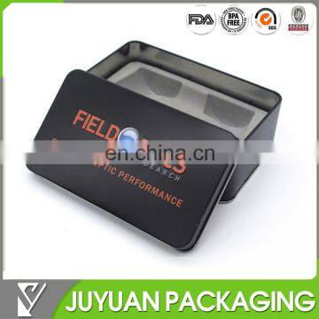 fancy black tin containers box with chocolate