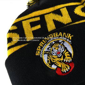 100%Acrylic Cheap Fur POM POM Beanies Knitted Hats photo-4