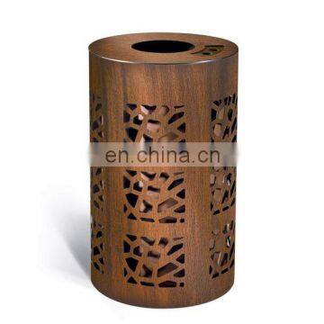 Outdoor corten steel metal street litter bin for streets cape