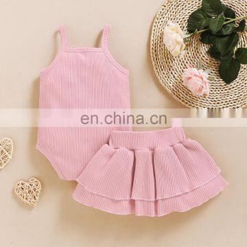 Toddler Girl Summer Outfit Boutique Clothing Ribbed Two Piece Set photo-5
