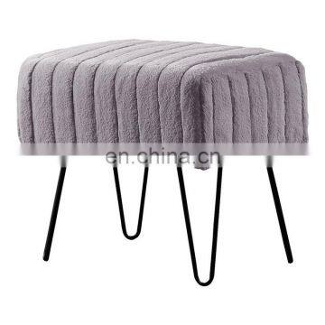 Modern Home Use Stool Tufted Velvet Ottoman Stool With Metal Legs Living Room Pink Ottoman photo-4