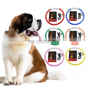 Wholesale luminous PVC led light dog collar usb rechargeable safety for all dog breeds