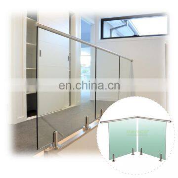 Indoor 10-12mm Frameless Glass Railing spigot handrail