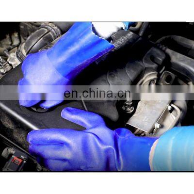 Oil Resistant Blue PVC Supported Cut Resistant Gloves With Sandy Rough Finish